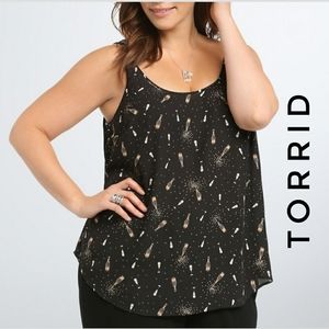 Torrid black top with champagne glasses & bottles